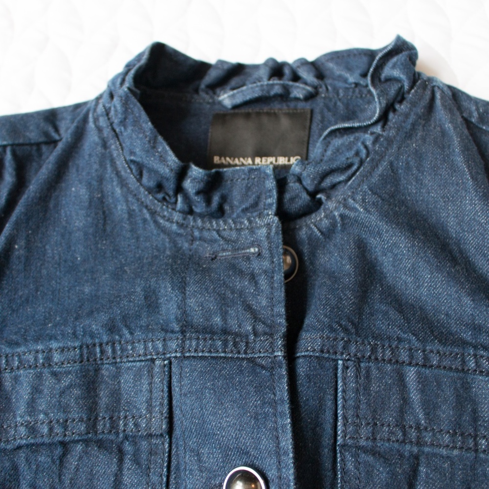 Banana Republic | Ruffle Peplum Denim Jean Jacket - Picture 3 of 6